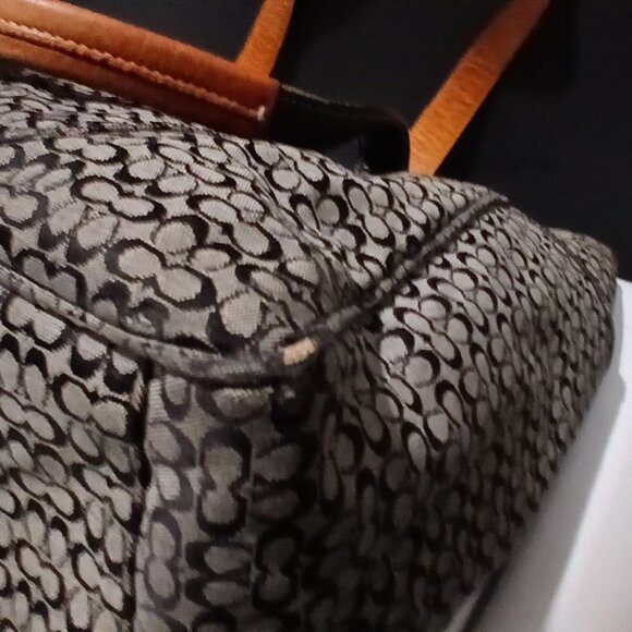 Coach Monogram Signature Diaper Bag Voyager Black Gray F0926-F13813 Signature C - Picture 15 of 16